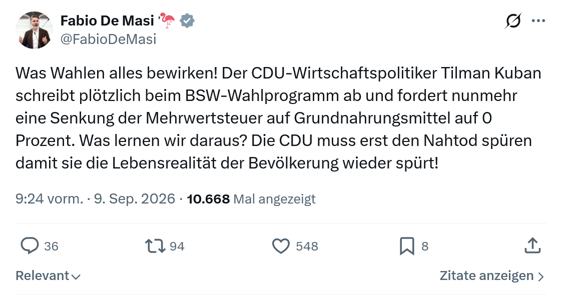 Fabio De Masi: Was Wahlen alles bewirken...
