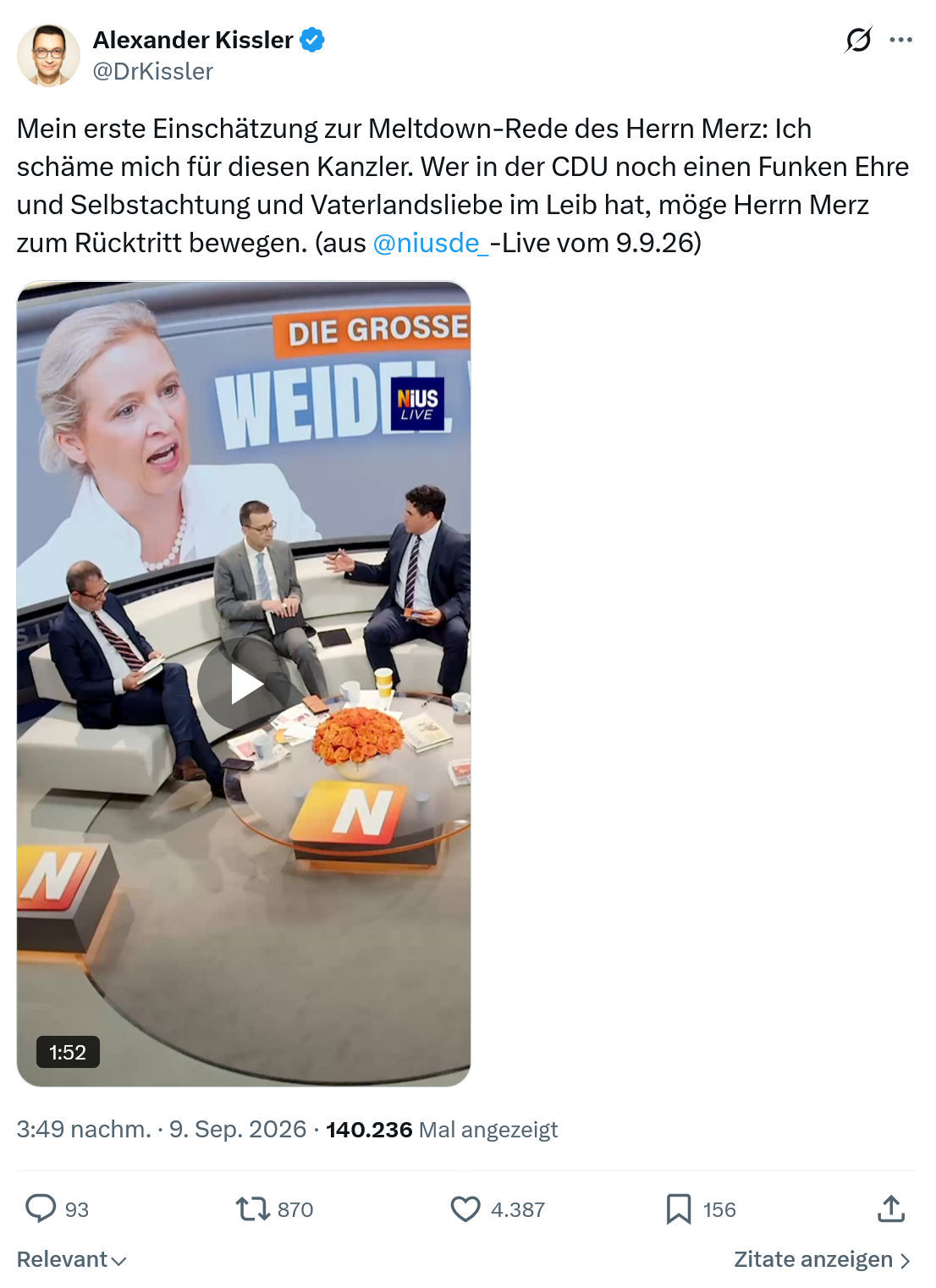 Alexander Kissler: Mein erste Einschätzung...