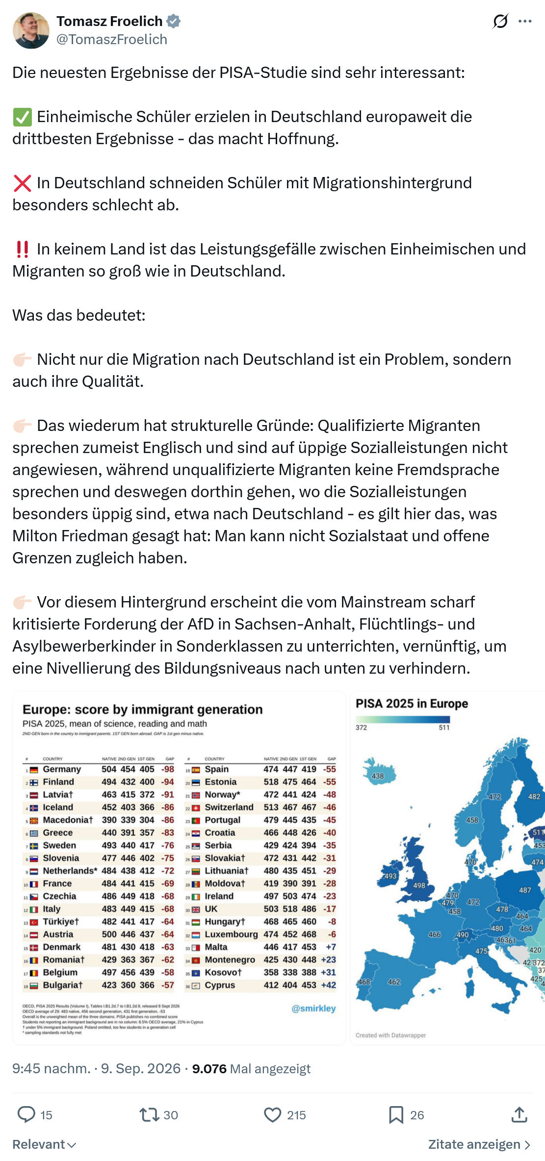Tomasz Froelich: Die neuesten Ergebnisse der PISA-Studie...