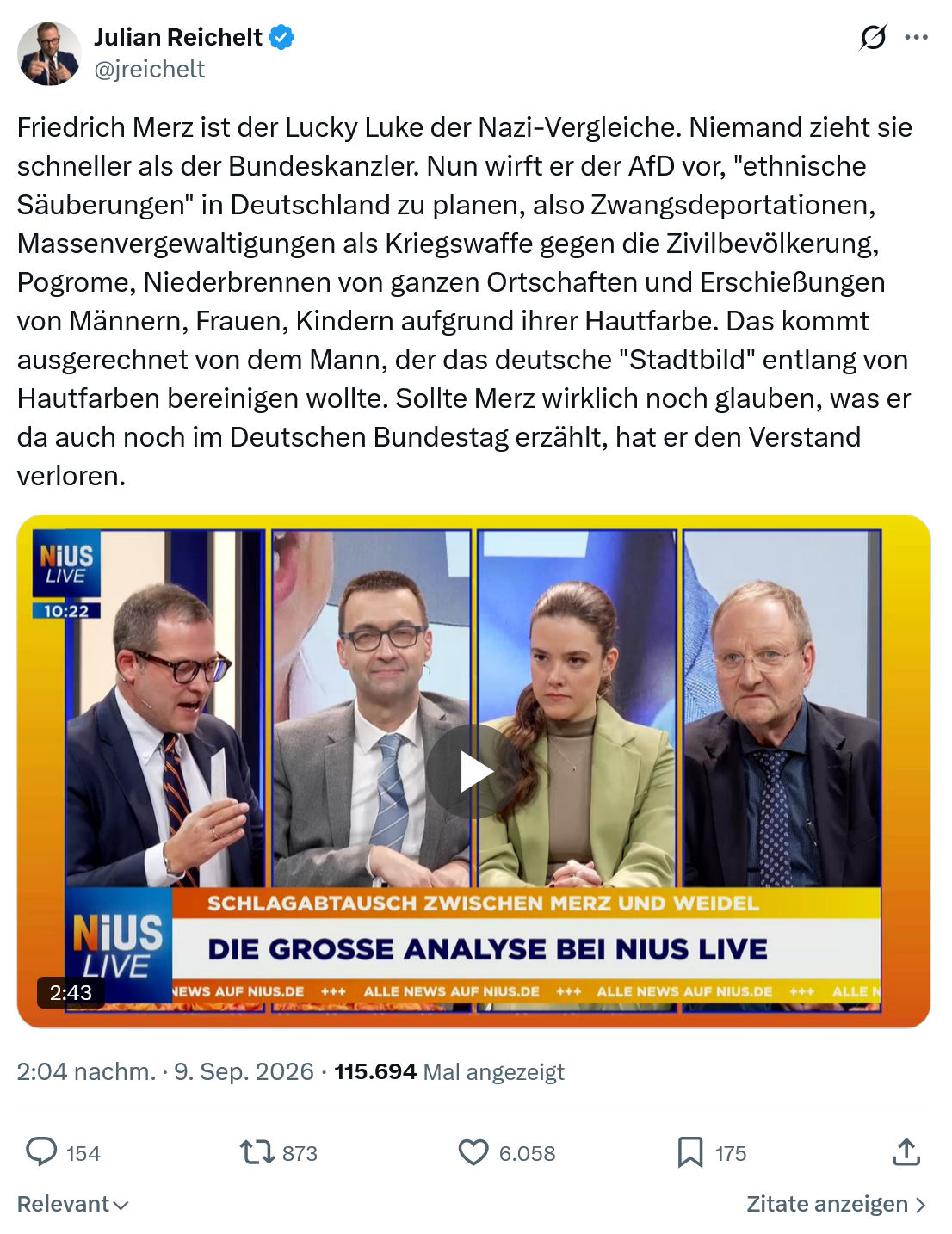 Julian Reichelt: Friedrich Merz ist der Lucky Luke...