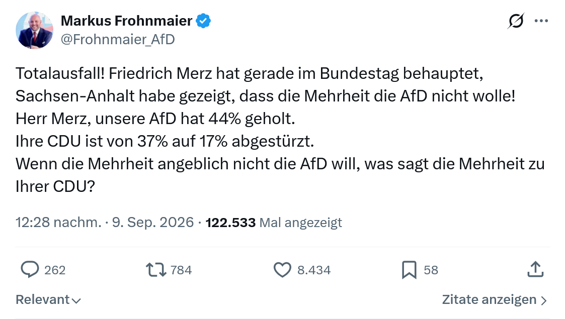 Markus Frohnmaier: Totalausfall...