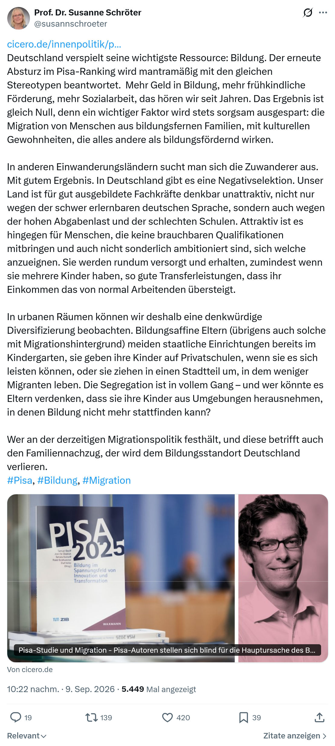 Susanne Schröter: Deutschland verspielt seine wichtigste Ressource...