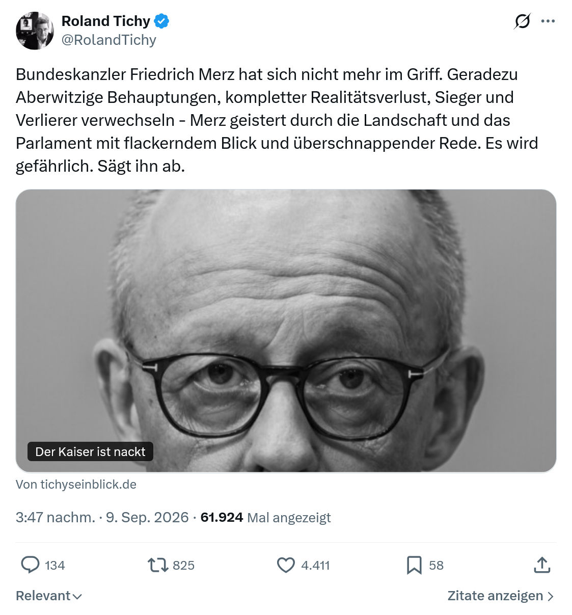 Roland Tichy: Bundeskanzler Friedrich Merz...