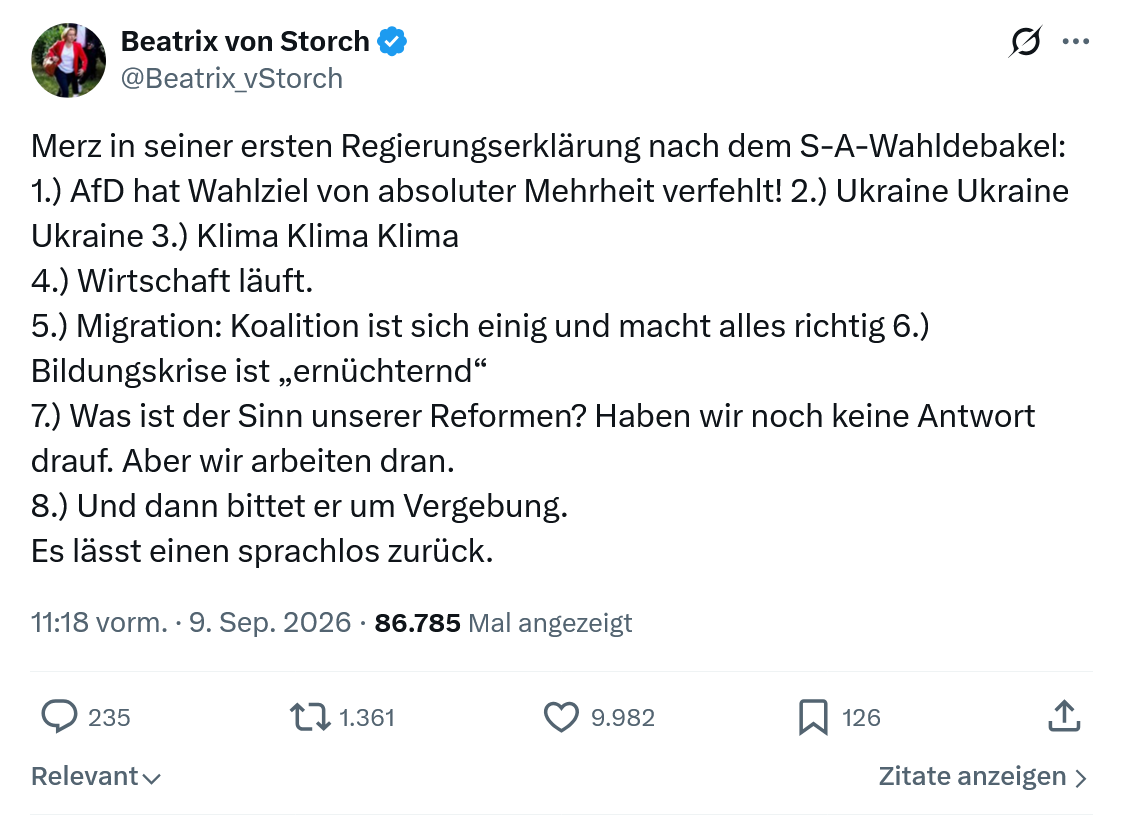 Beatrix von Storch: Merz in seiner ersten...