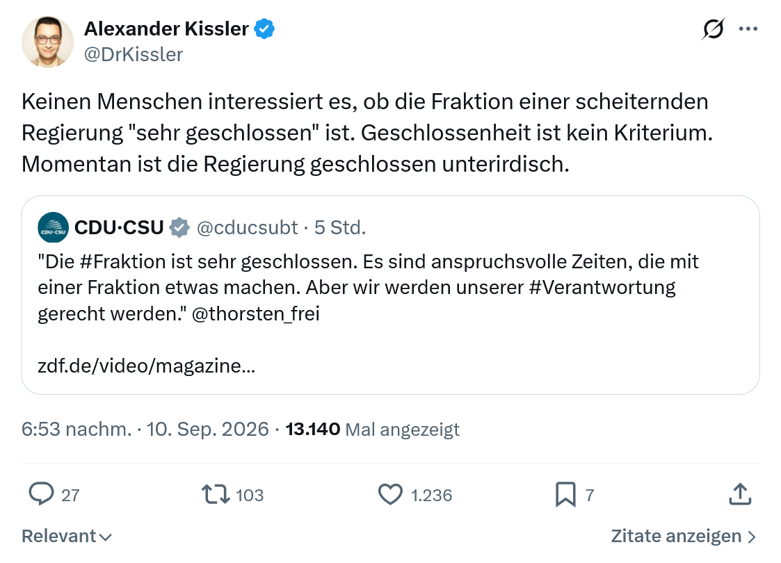 Alexander Kissler: Keinen Menschen interessiert es...