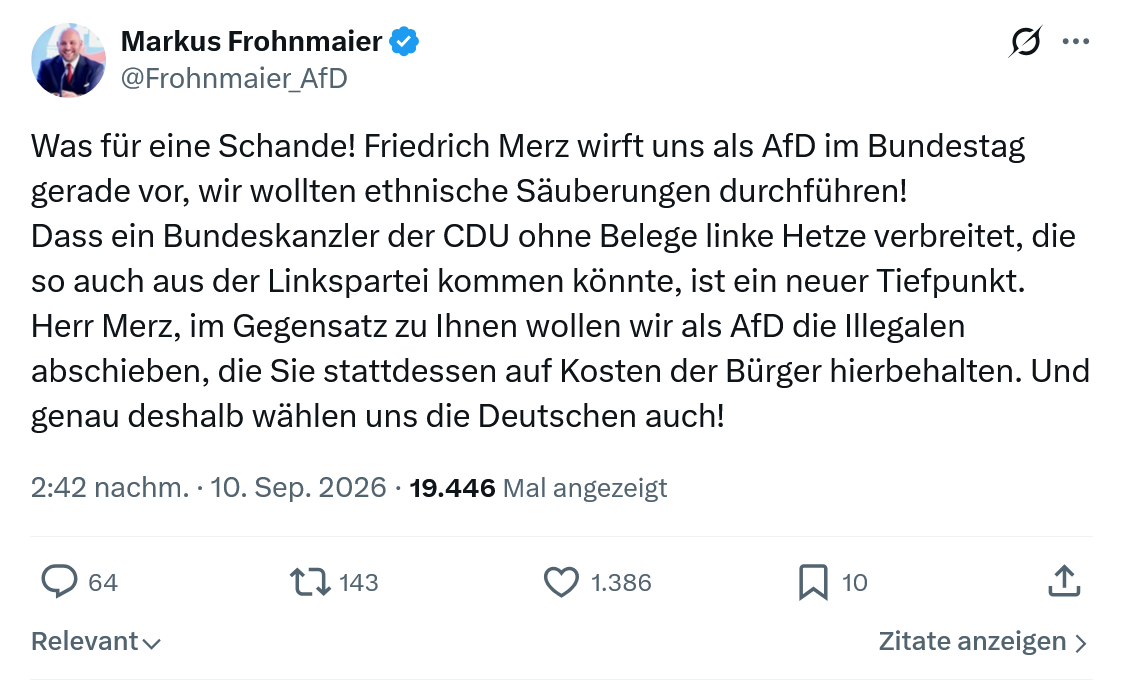 Markus Frohnmaier: Was für eine Schande...
