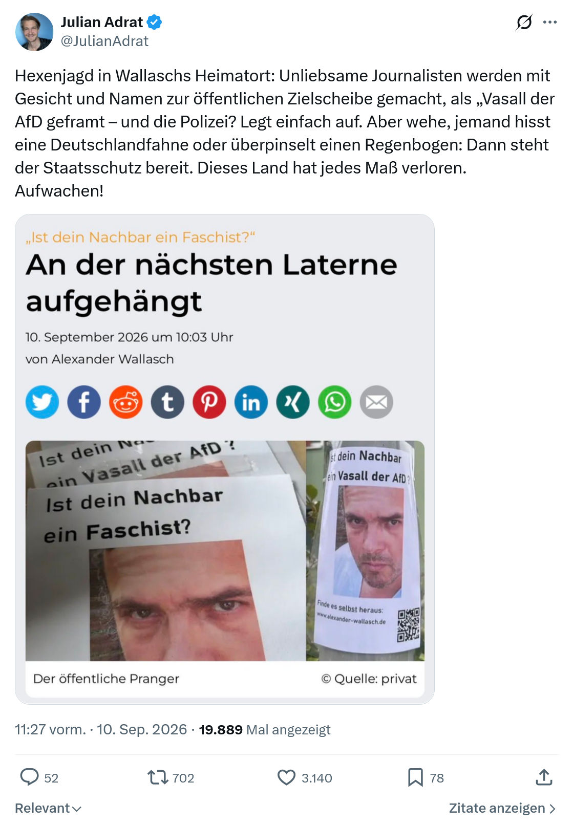 Julian Adrat: Hexenjagd in Wallaschs Heimatort...