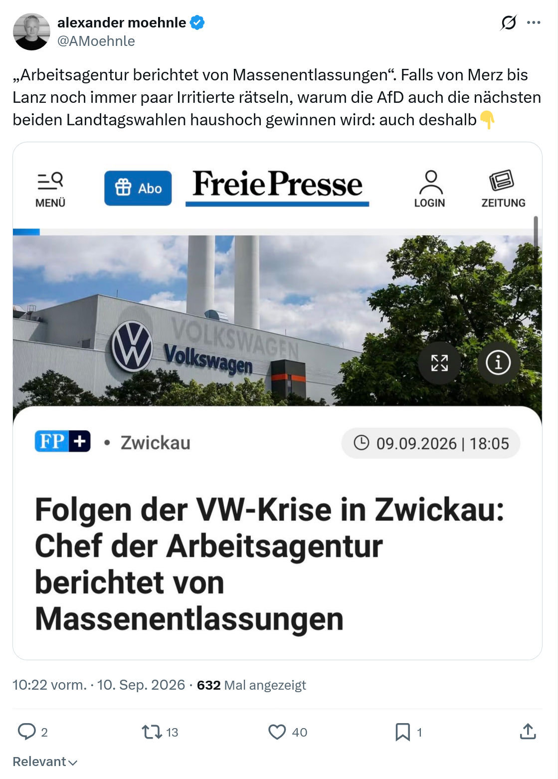 Alexander Moehnle: „Arbeitsagentur berichtet von Massenentlassungen“...