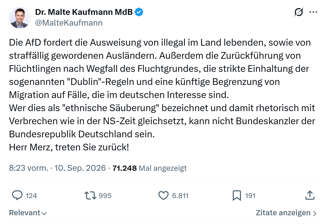 Malte Kaufmann: Die AfD fordert die Ausweisung...