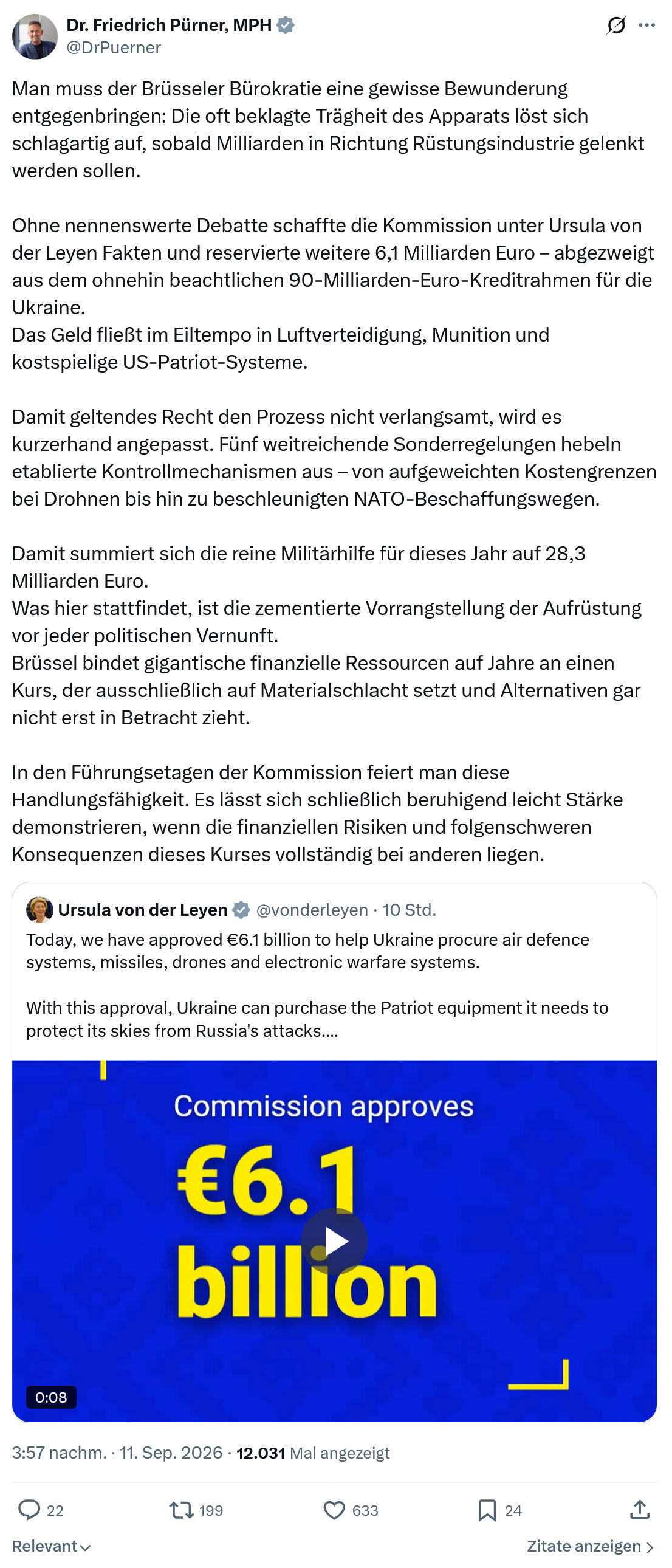 Friedrich Pürner: Man muss der Brüsseler Bürokratie...