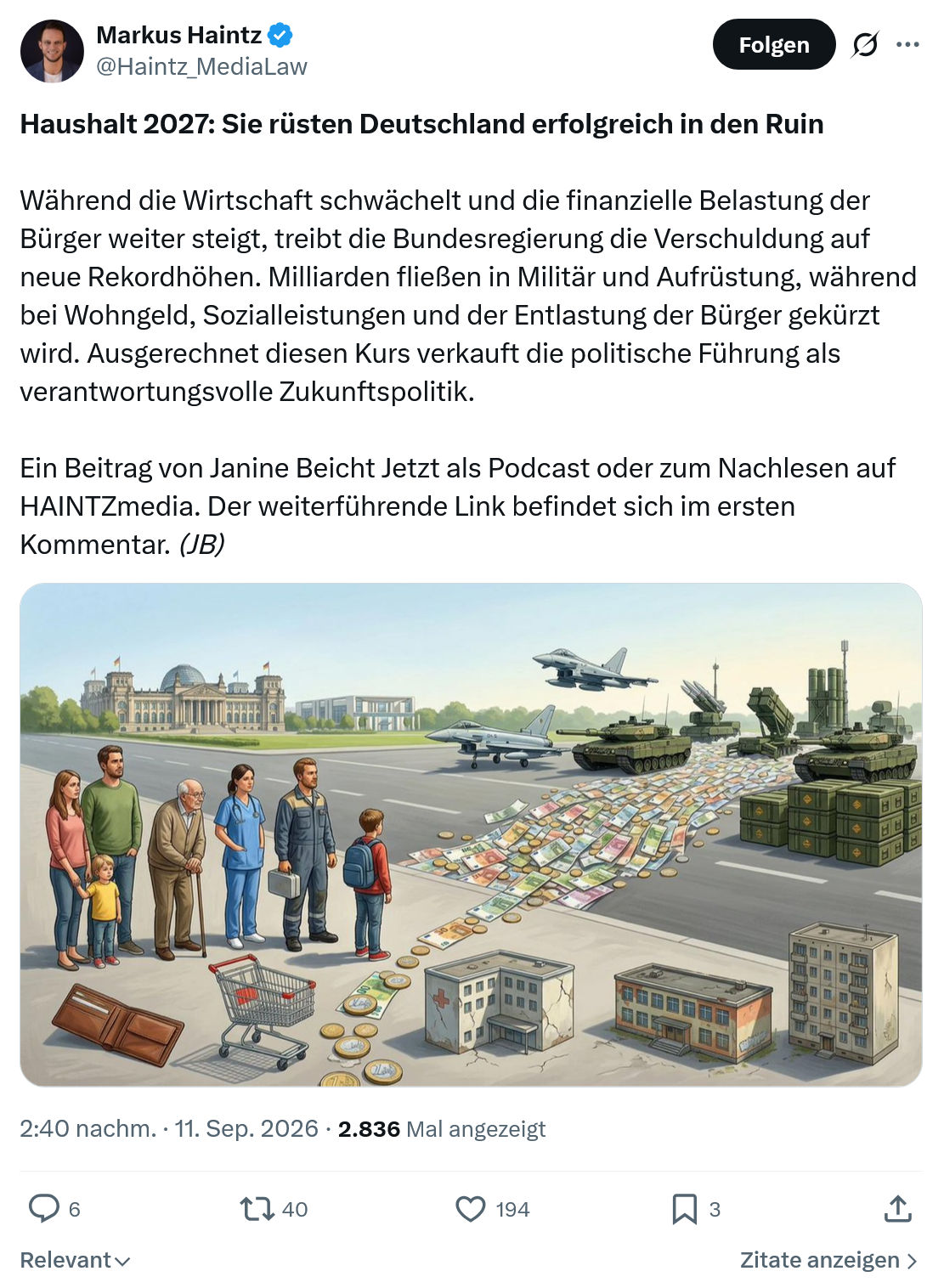 Markus Haintz: Haushalt 2027...