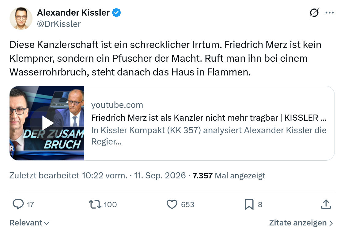 Alexander Kissler: Diese Kanzlerschaft...