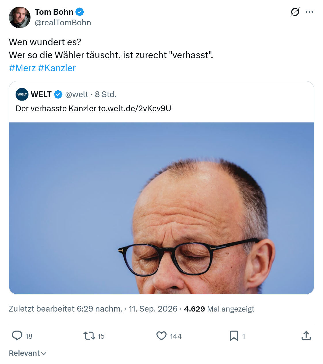 Tom Bohn: Wen wundert es...