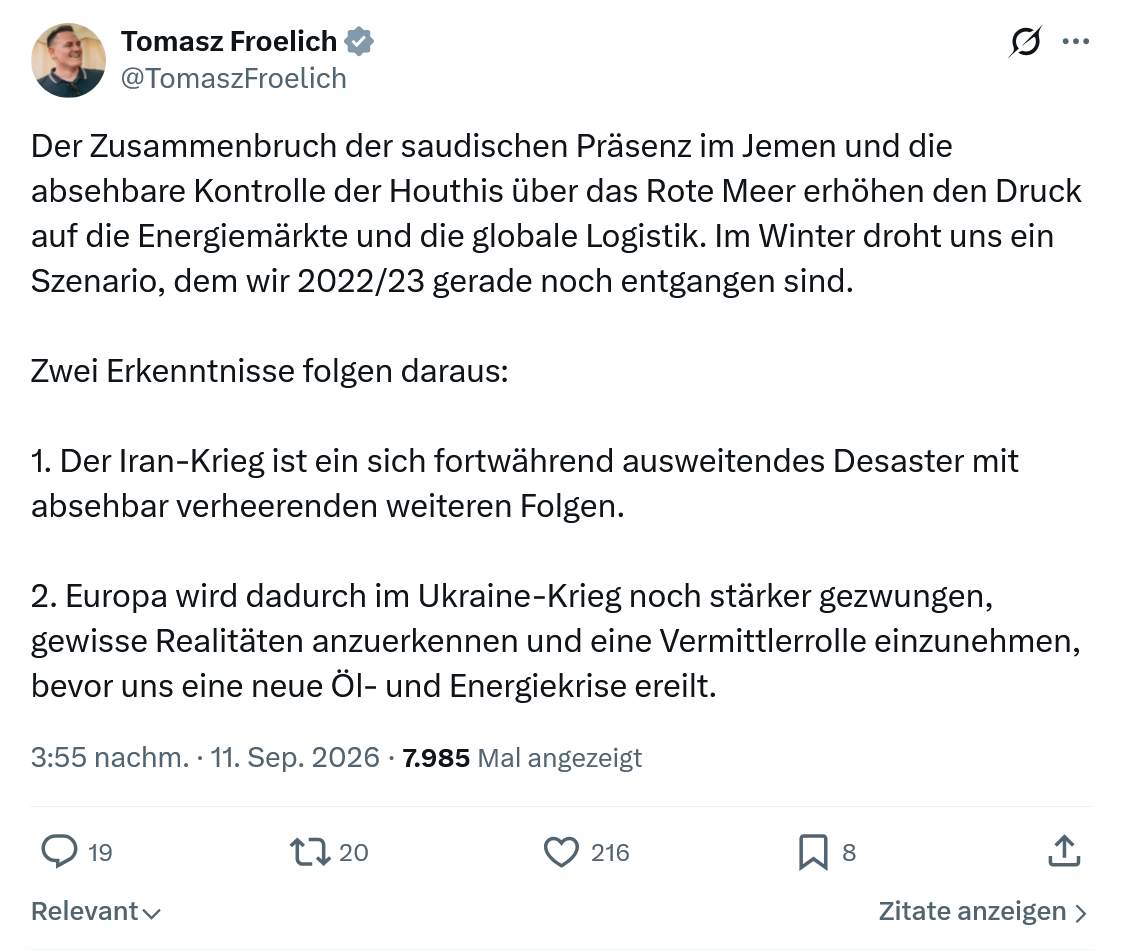 Tomasz Froelich: Der Zusammenbruch...