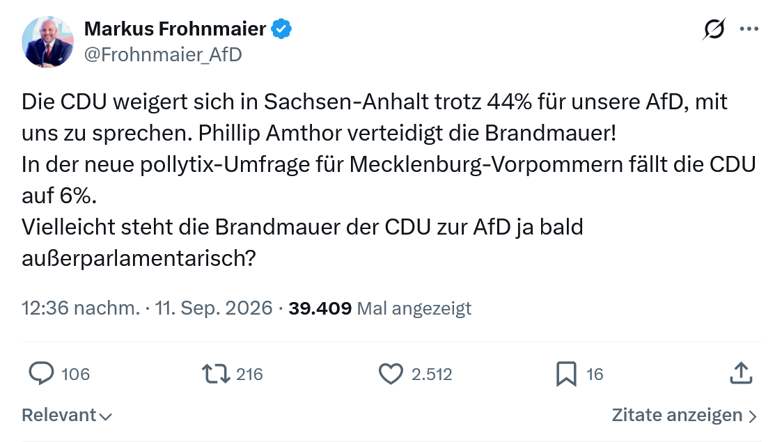 Markus Frohnmaier: Die CDU weigert sich...