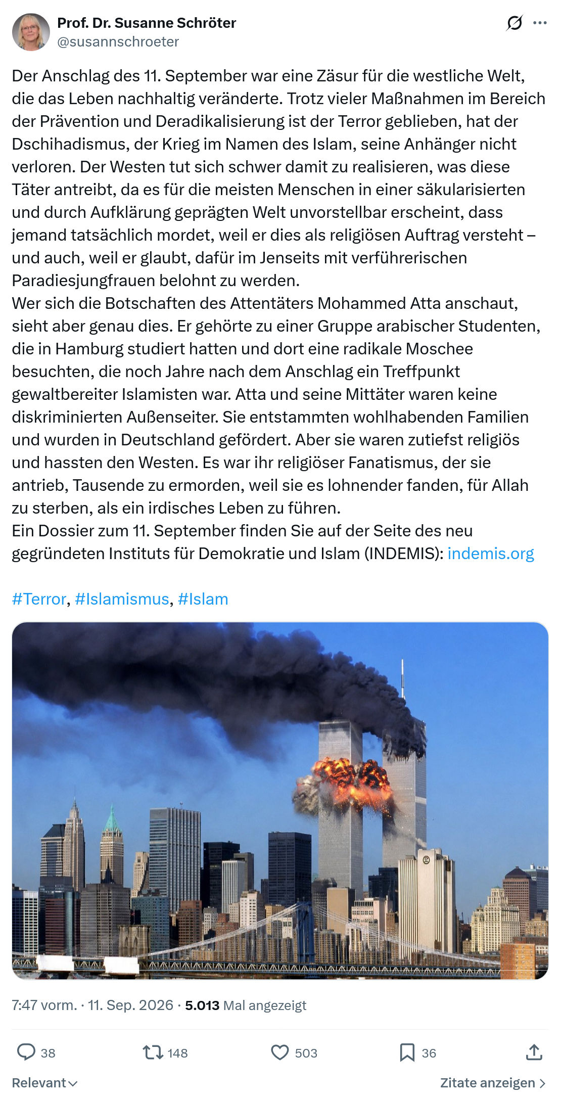 Susanne Schröter: Der Anschlag des 11. September...