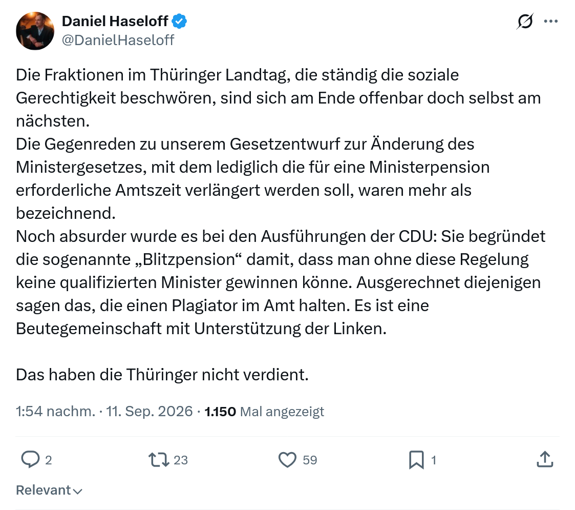 Daniel Haseloff: Die Fraktionen im Thüringer Landtag...