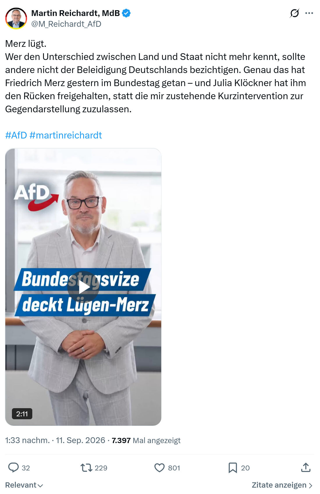 Martin Reichardt: Merz lügt...