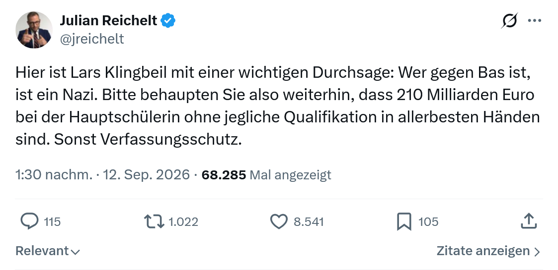 Julian Reichelt: Hier ist Lars Klingbeil...