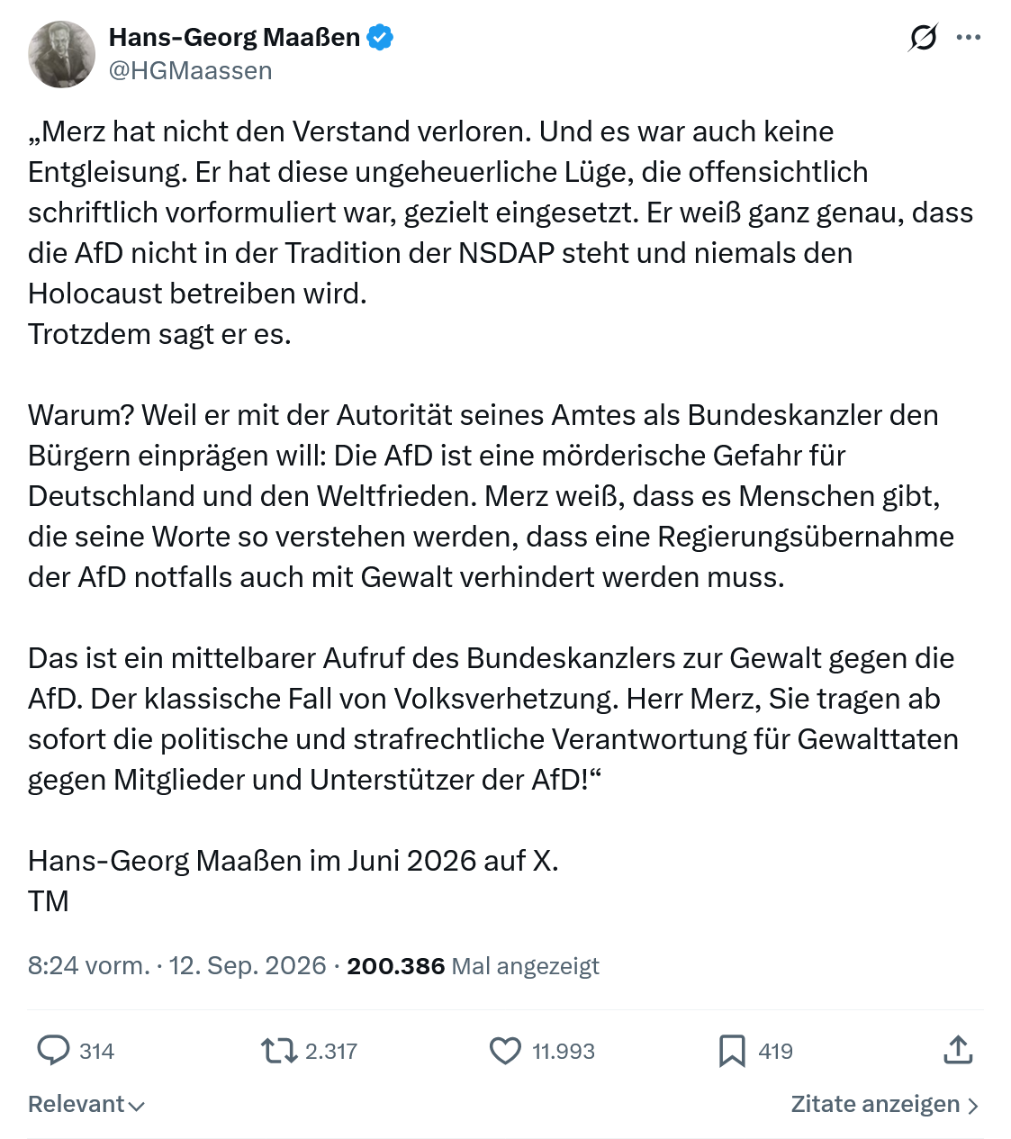 Hans-Georg Maaßen: Merz hat nicht den Verstand verloren...