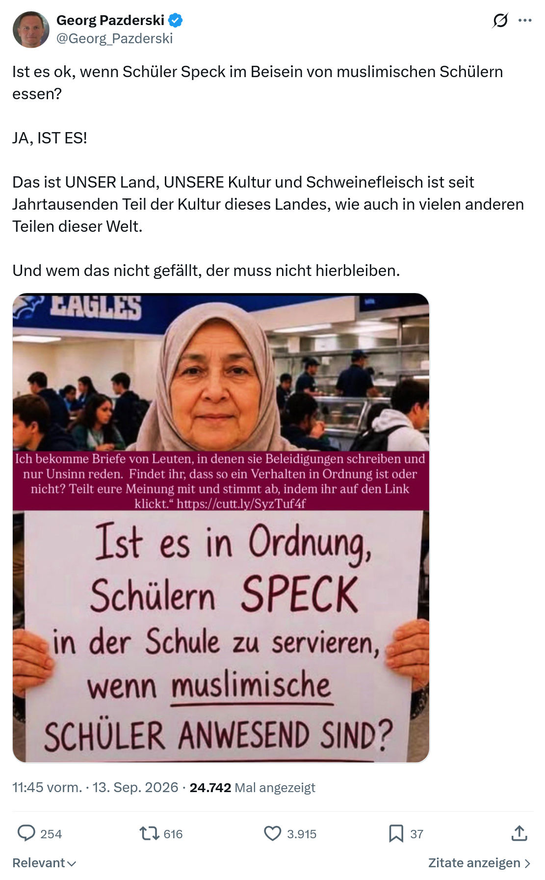 Georg Pazderski: Ist es ok, wenn Schüler Speck...