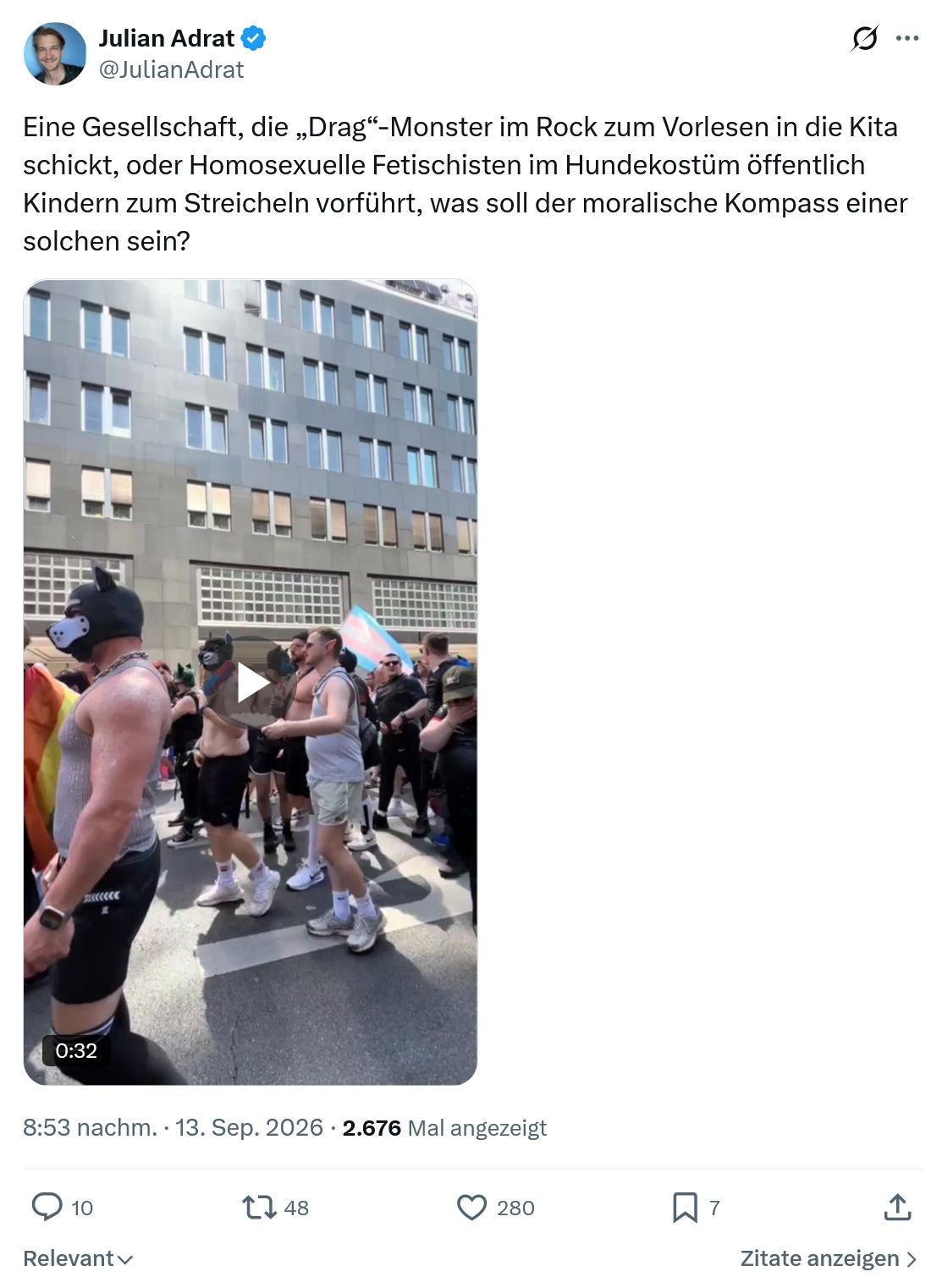 Julian Adrat: Eine Gesellschaft, die „Drag“-Monster...