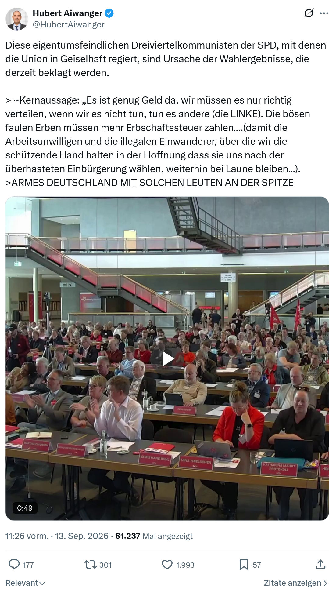 Hubert Aiwanger: Diese eigentumsfeindlichen...