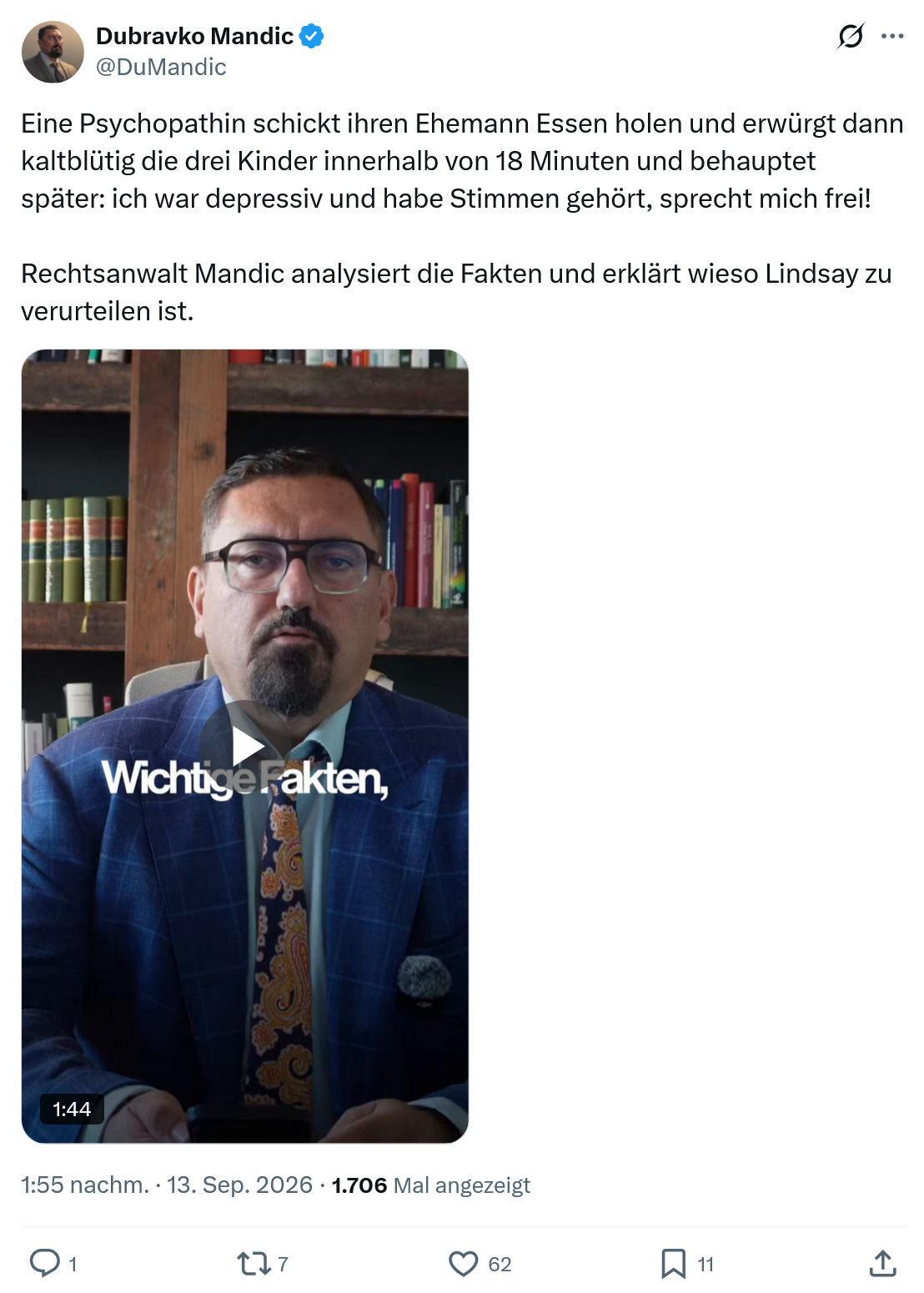 Dubravko Mandic: Eine Psychopathin schickt ihren...