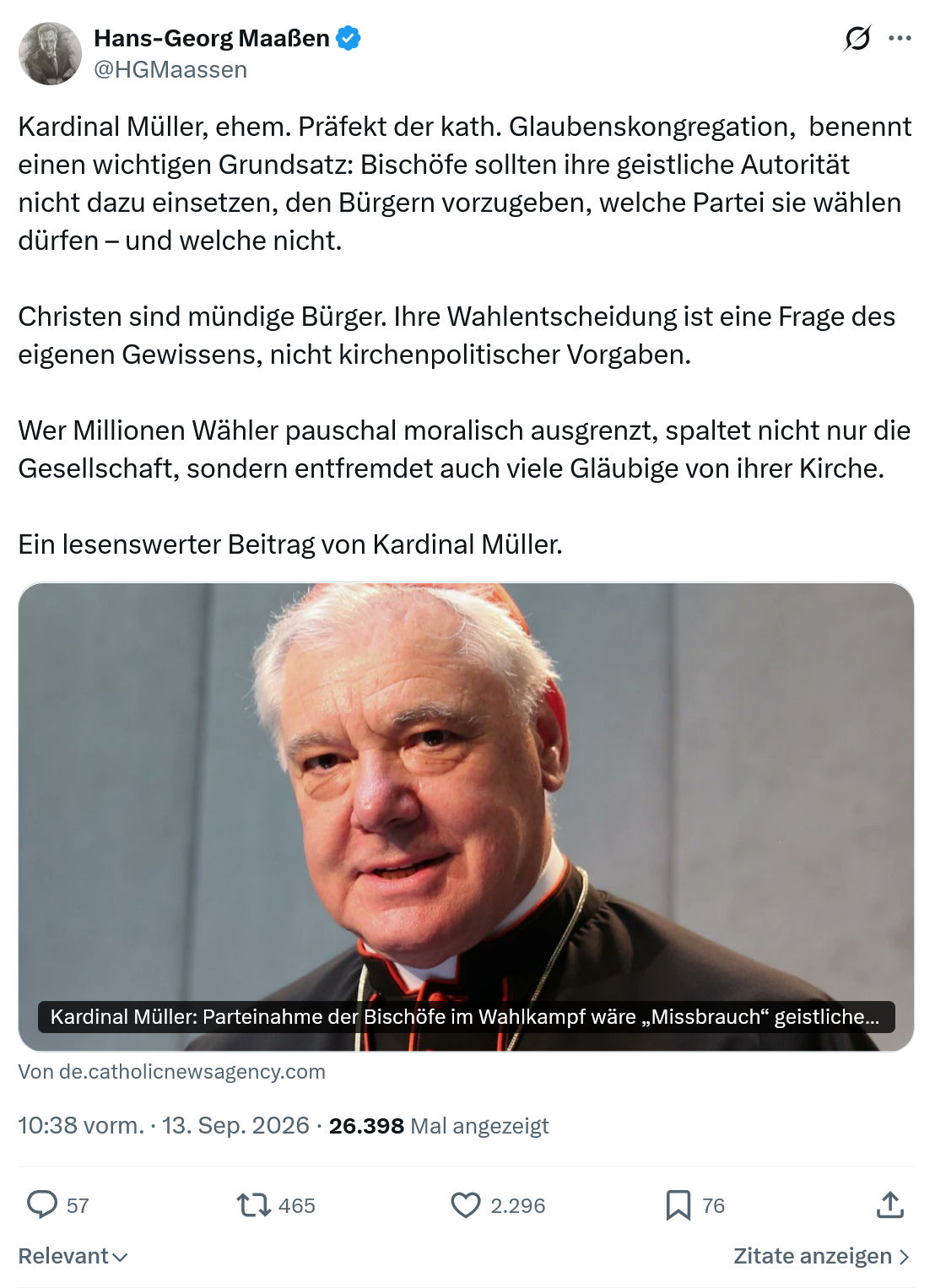 Hans-Georg Maaßen: Kardinal Müller, ehem...