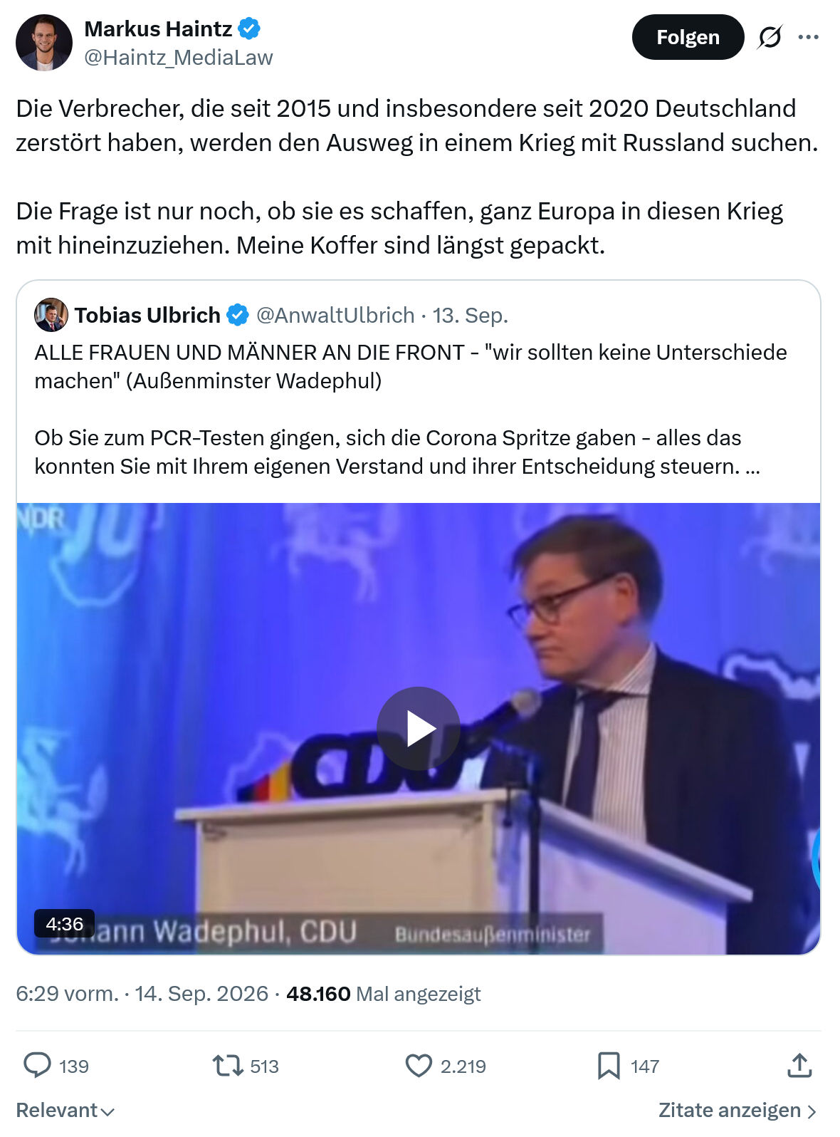 Markus Haintz: Die Verbrecher, die seit 2015...