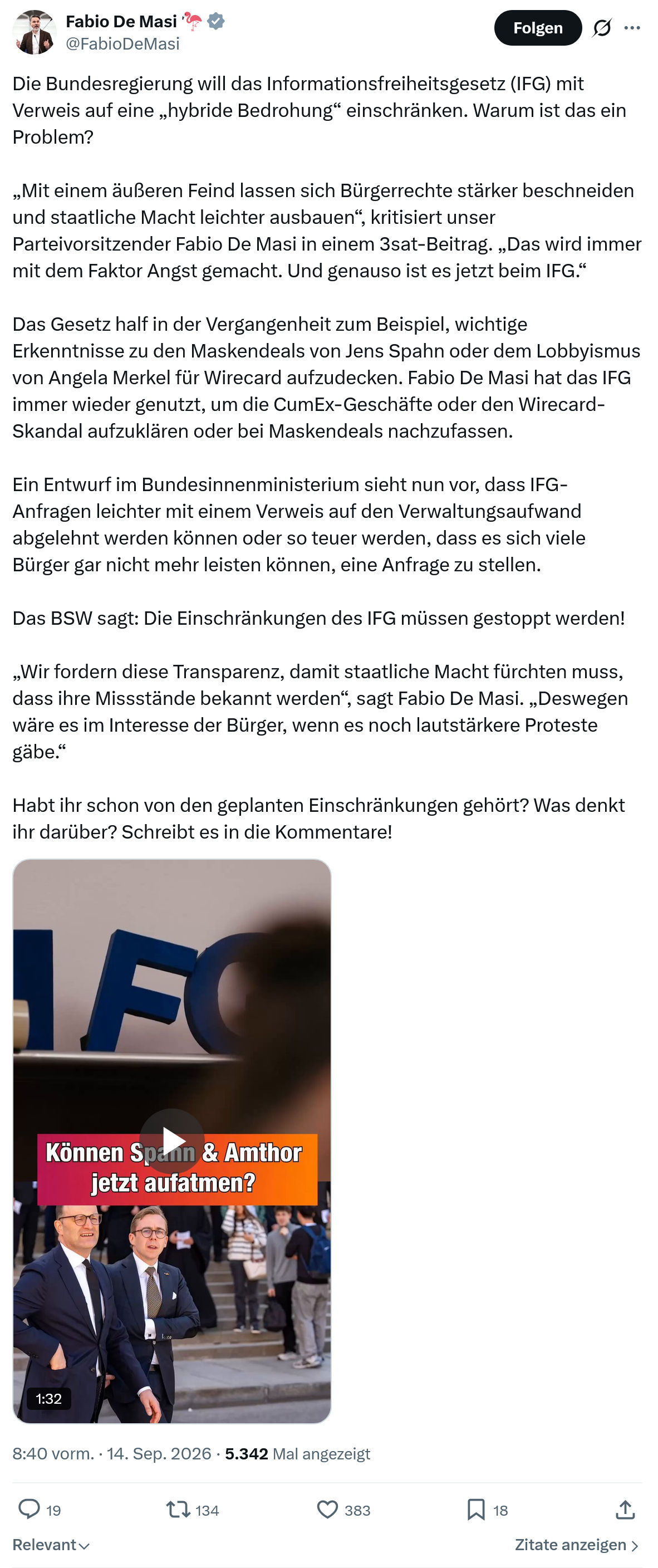Fabio De Masi: Die Bundesregierung will das...