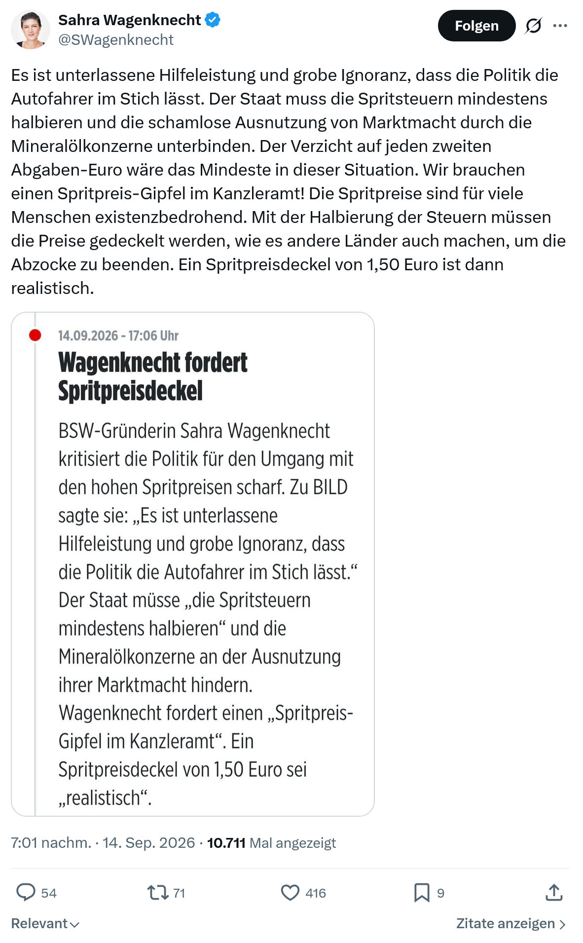 Sahra Wagenknecht: Es ist unterlassene Hilfeleistung...