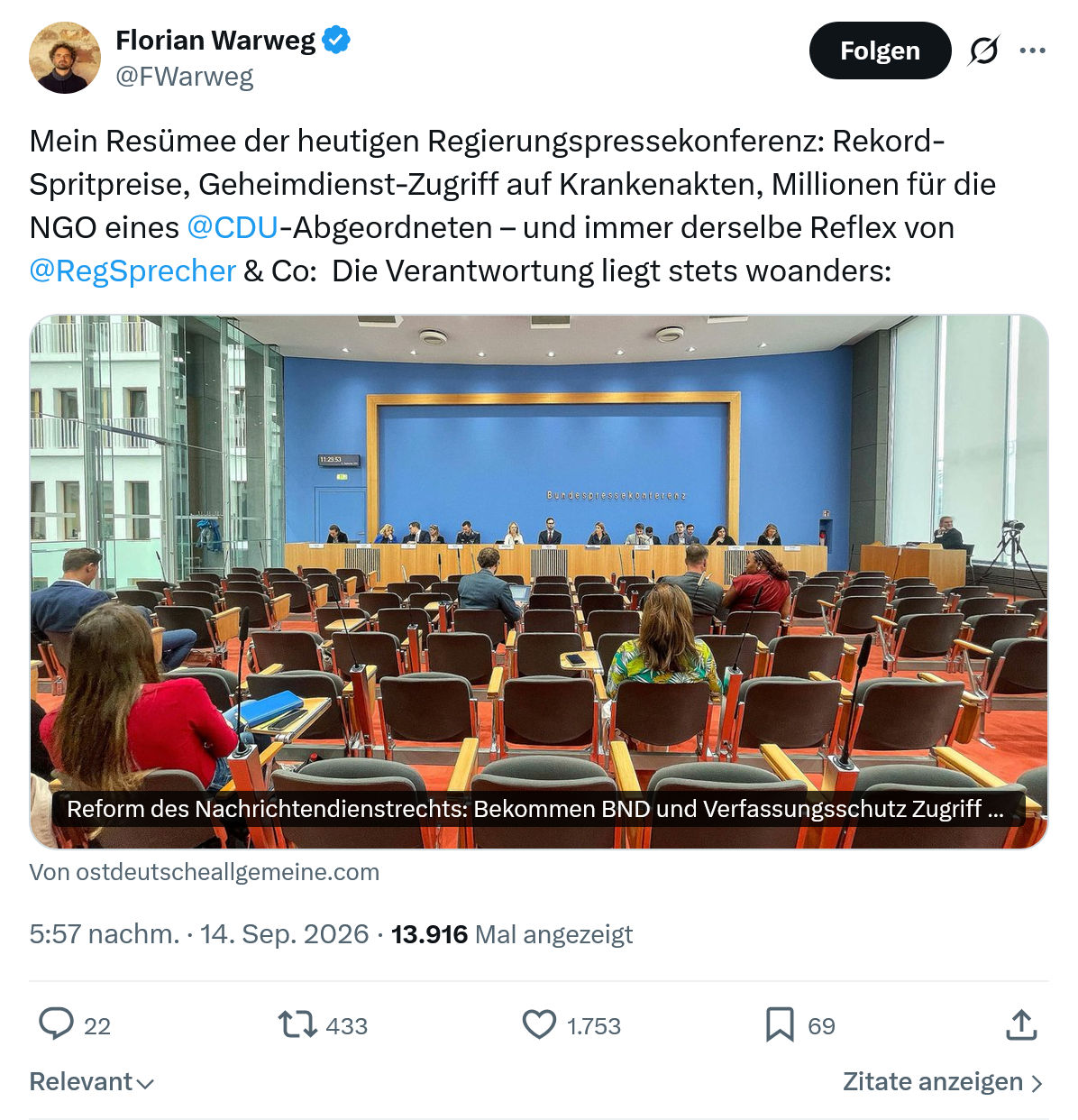 Florian Warweg: Mein Resümee der heutigen...