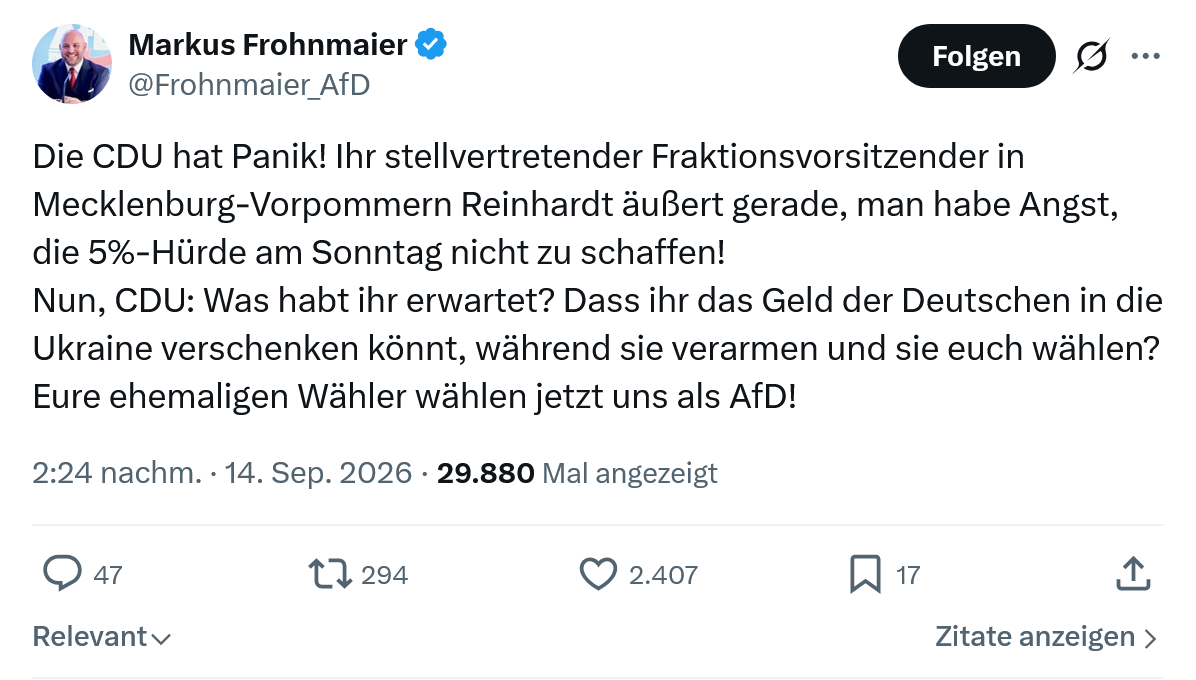 Markus Frohnmaier: Die CDU hat Panik...