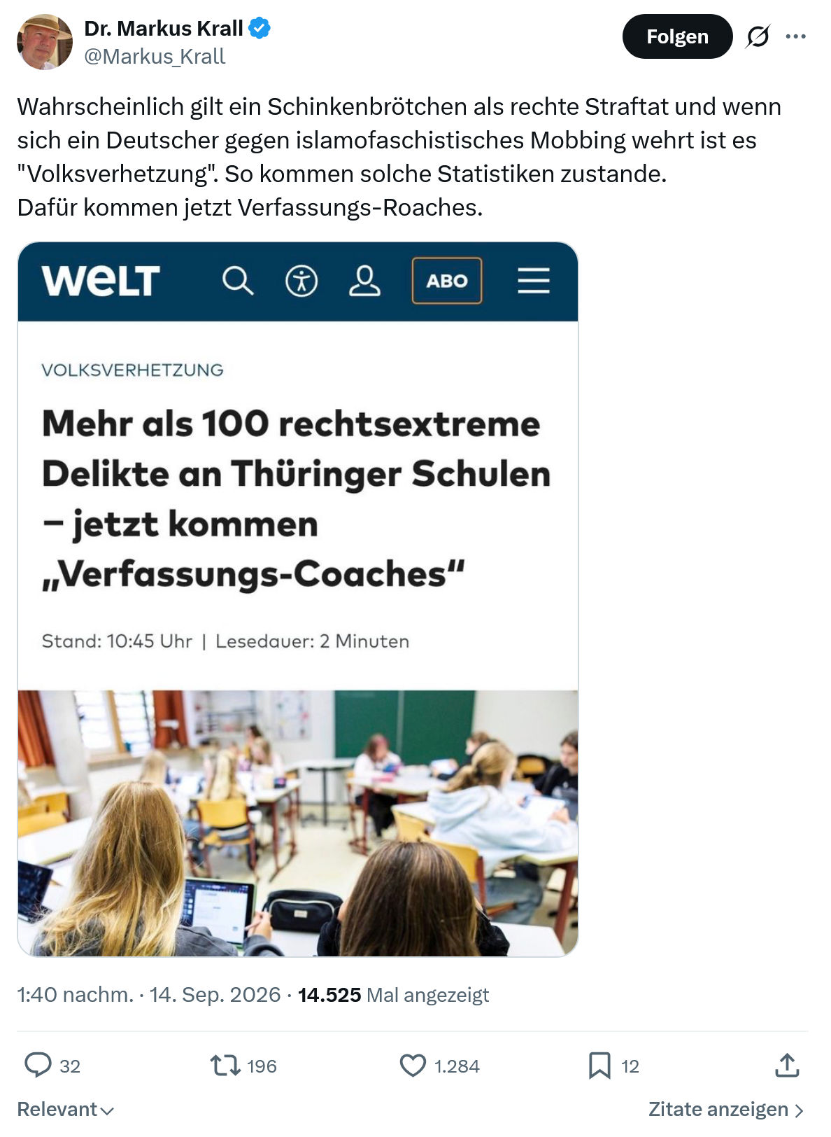 Markus Krall: Wahrscheinlich gilt ein Schinkenbrötchen...