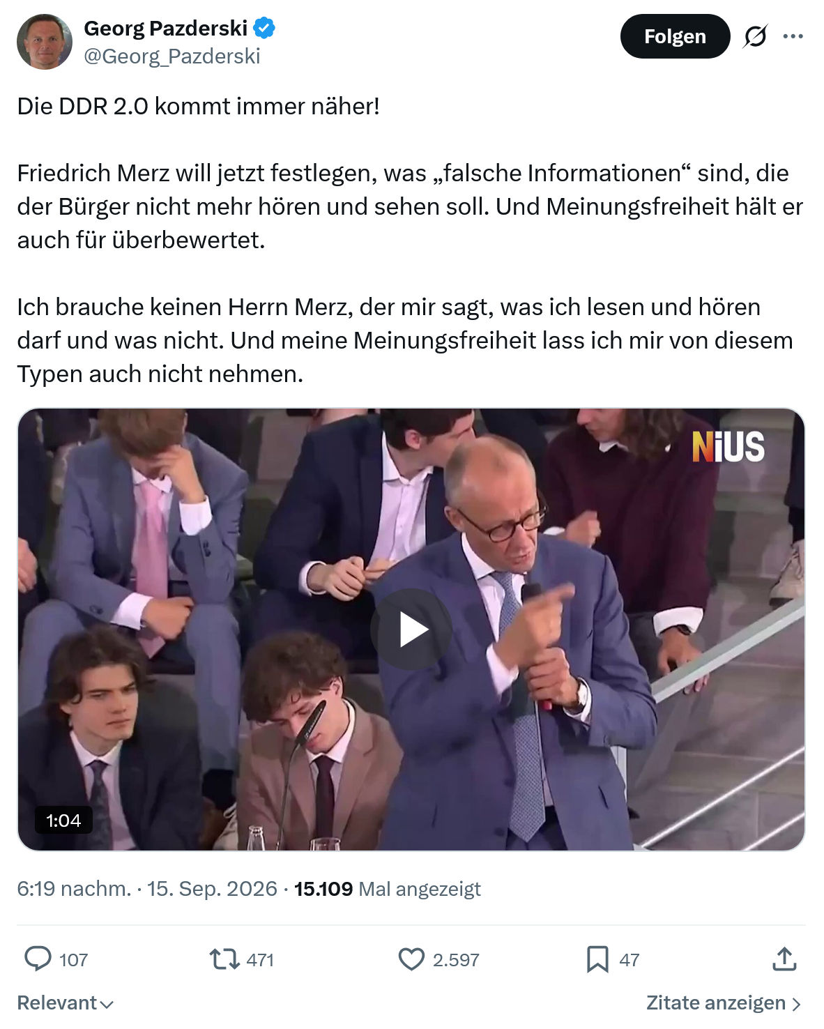 Georg Pazderski: Die DDR 2.0 kommt...