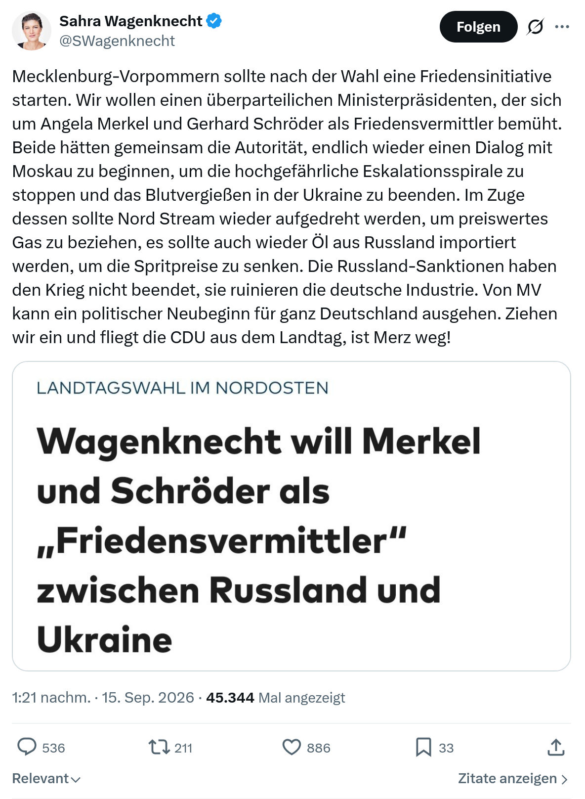 Sahra Wagenknecht: Mecklenburg-Vorpommern...