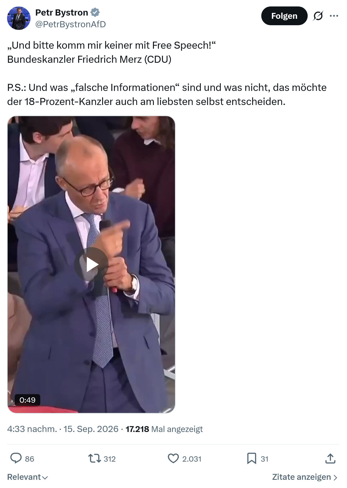 Petr Bystron: Und bitte komm...