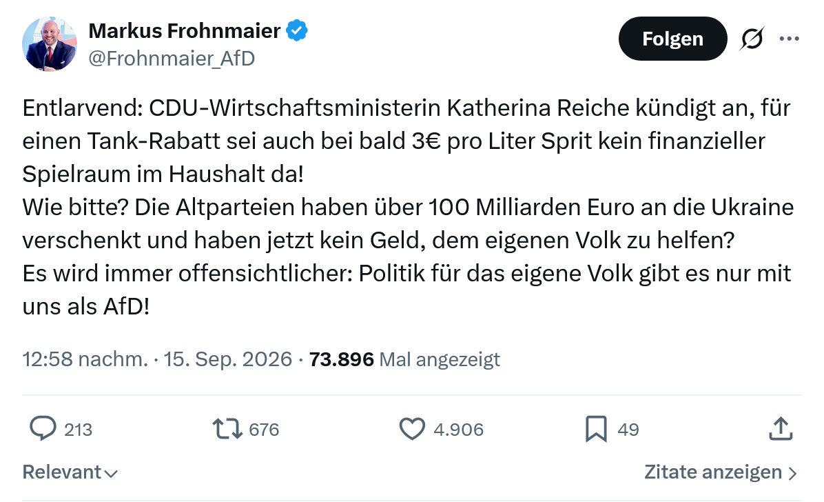 Markus Frohnmaier: Entlarvend...