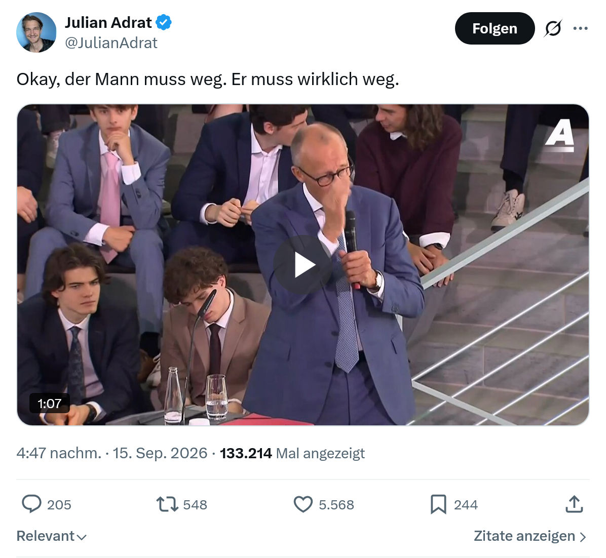 Julian Adrat: Okay, der Mann muss weg...