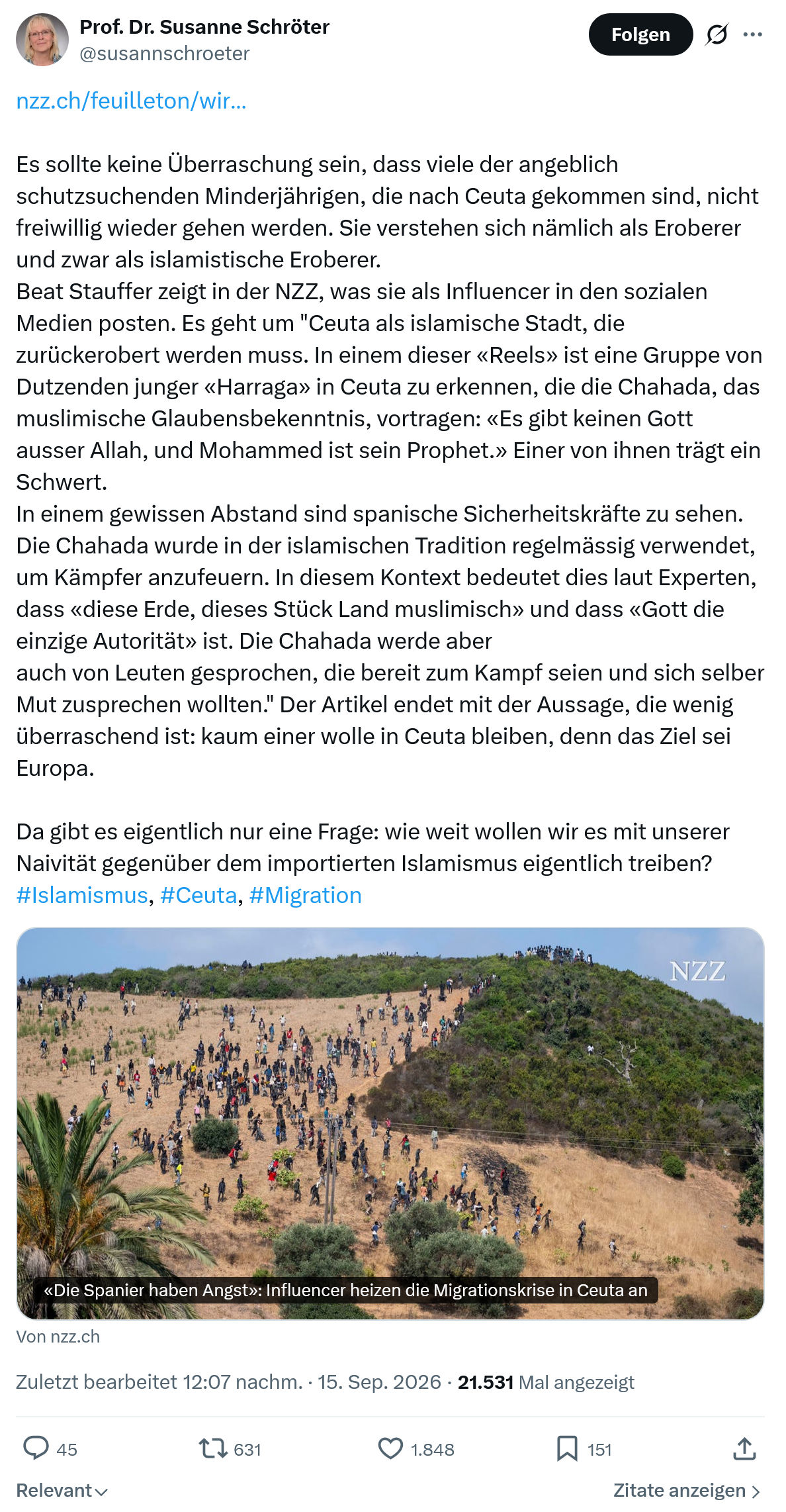 Susanne Schröter: Es sollte keine Überraschung sein...