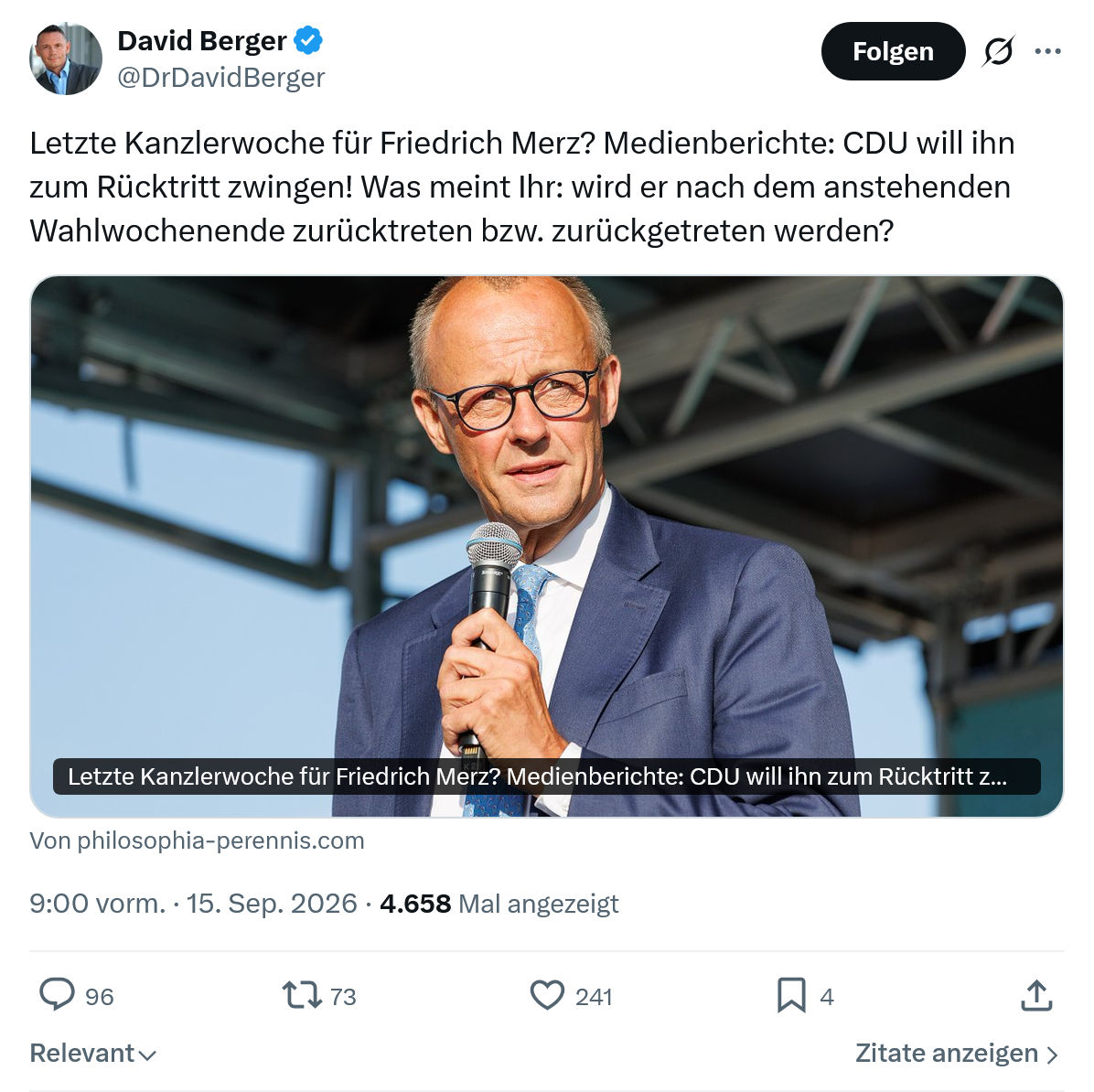 David Berger: Letzte Kanzlerwoche für Friedrich Merz...