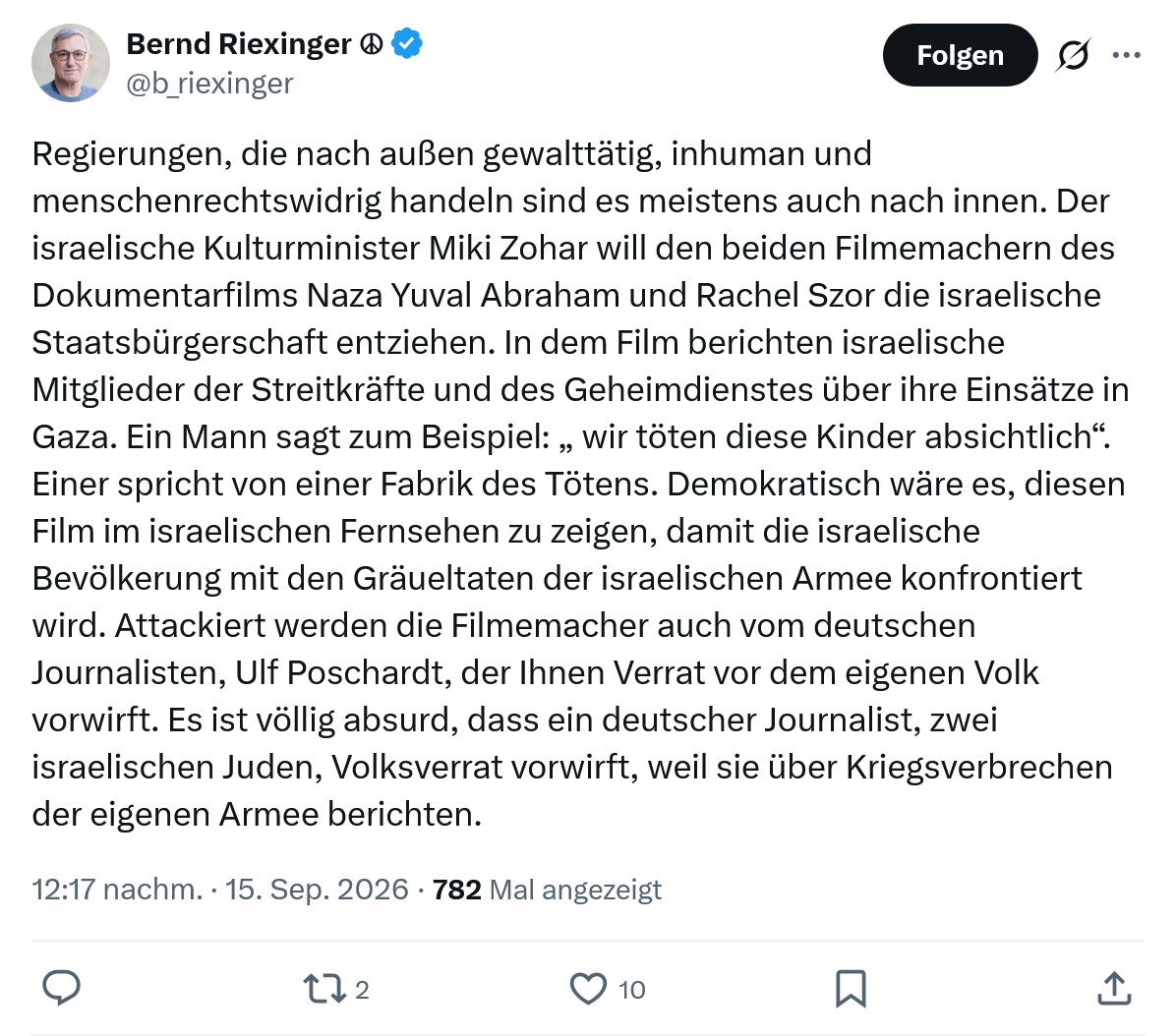 Bernd Riexinger: Regierungen, die nach außen...