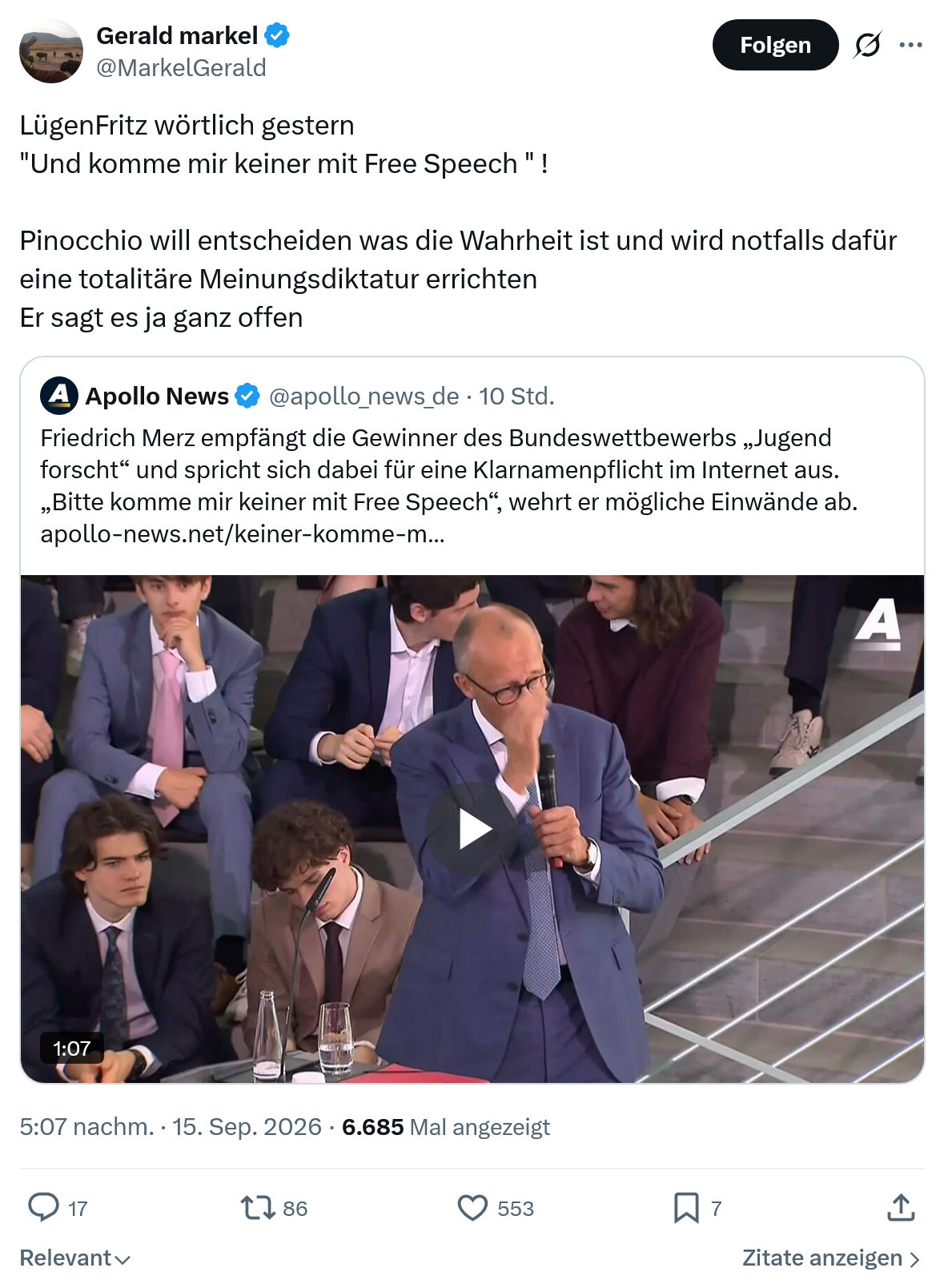 Gerald Markel: LügenFritz wörtlich gestern...