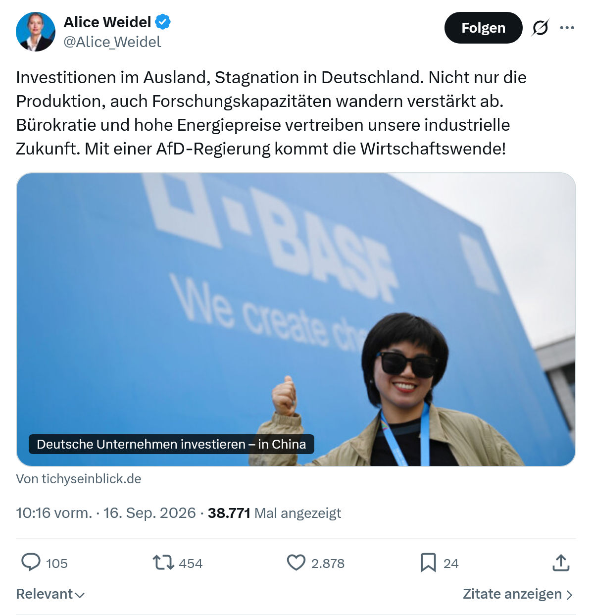 Alice Weidel: Investitionen im Ausland...