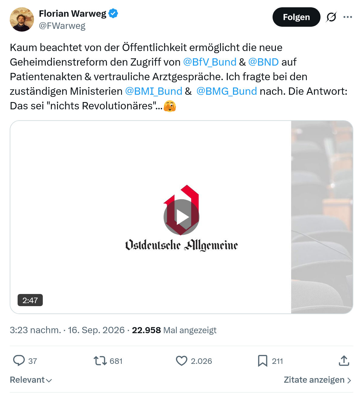 Florian Warweg: Kaum beachtet von der Öffentlichkeit...