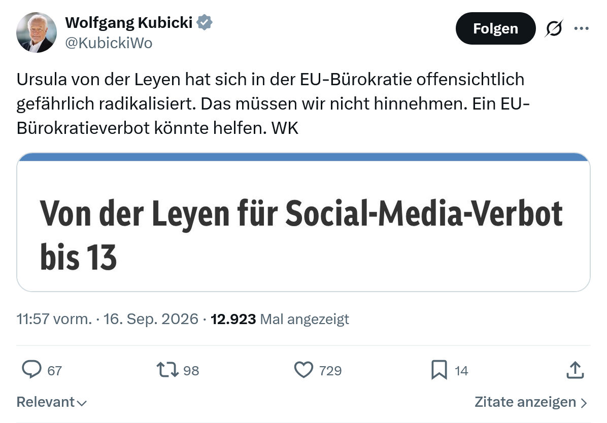 Wolfgang Kubicki: Ursula von der Leyen hat sich...