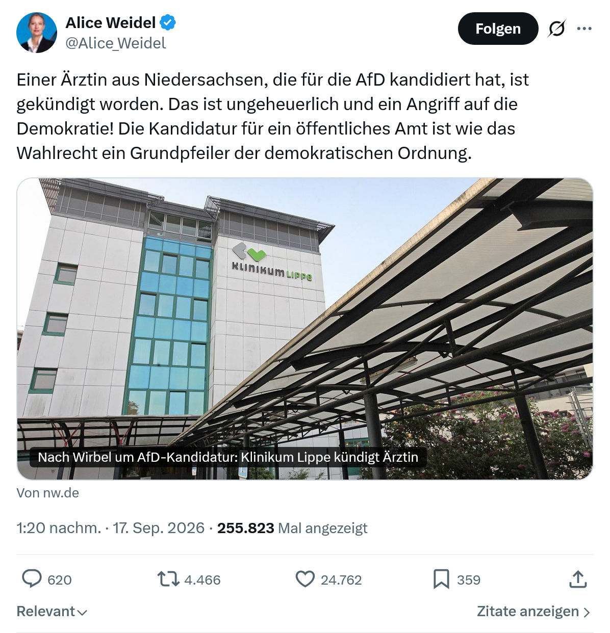 Alice Weidel: Einer Ärztin aus Niedersachsen...
