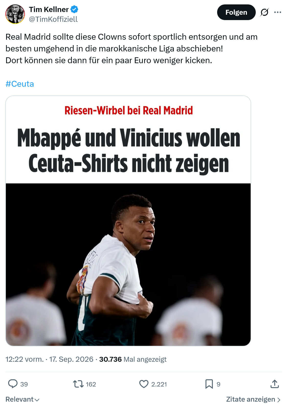 Tim Kellner: Real Madrid sollte diese Clowns...