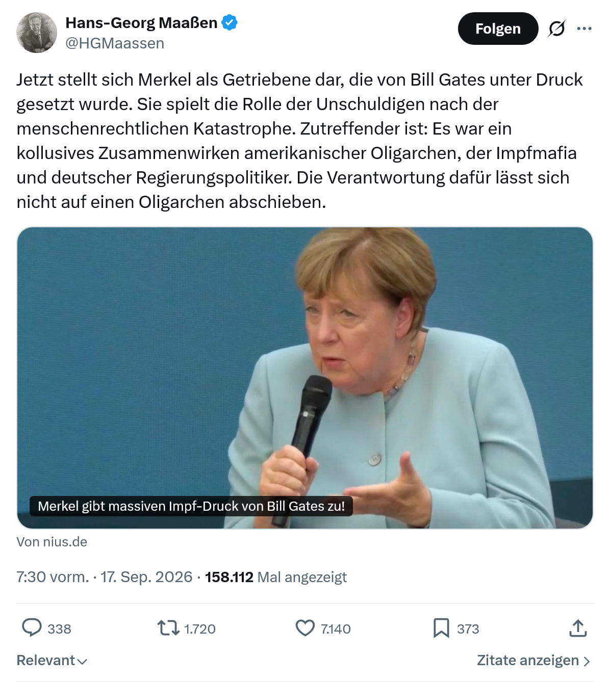 Hans-Georg Maaßen: Jetzt stellt sich Merkel als Getriebene...